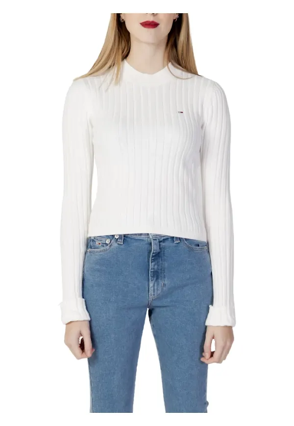 Tommy Jeans Round-neck Knitwear Vit, Dam