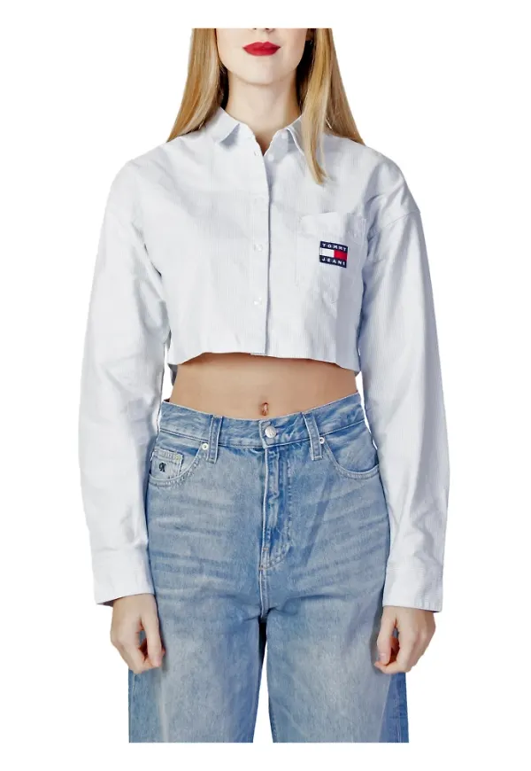 Tommy Jeans Super Cropped Shirts Blå, Dam
