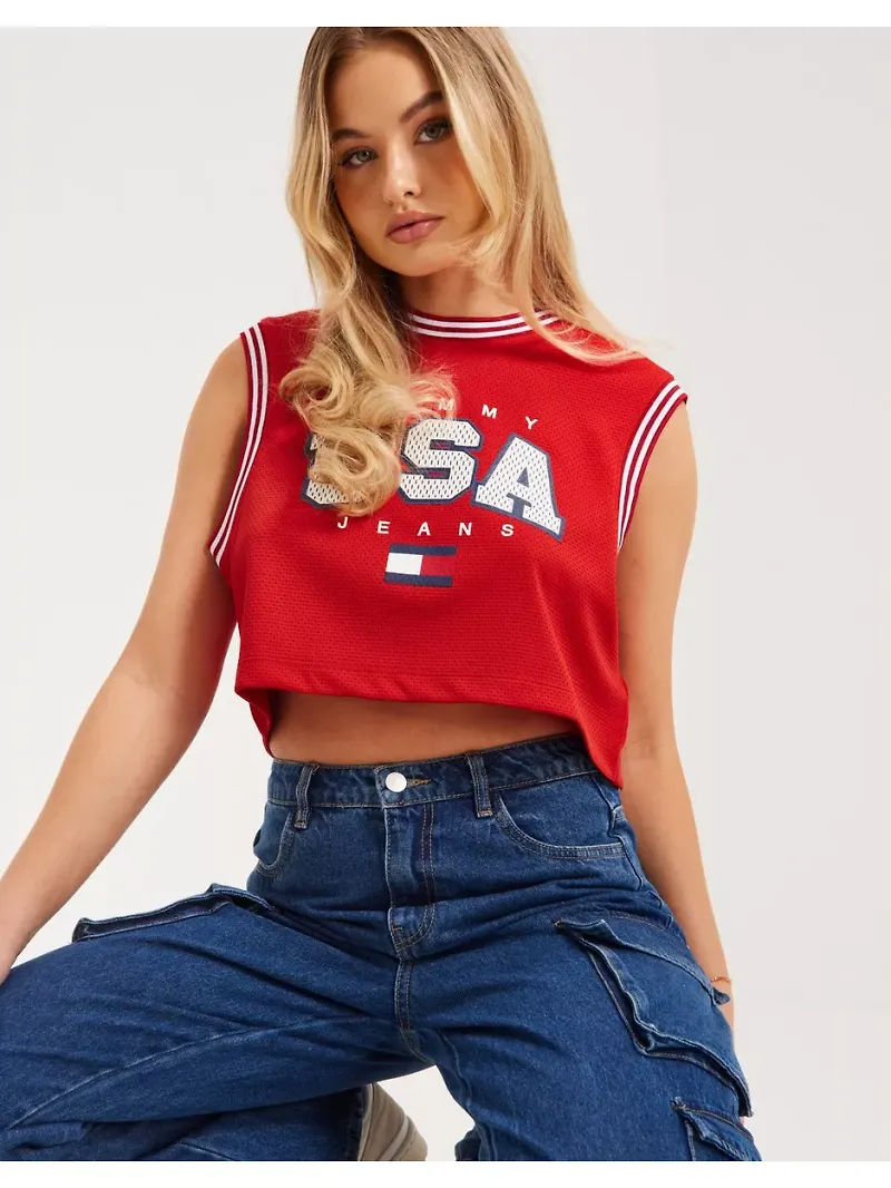 Tommy Jeans Tjw Crp Usa Basketball Tank Crop tops Deep Crimson