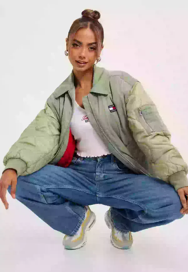Tommy Jeans Tjw Zip Sleeve Bomber Jacket Bomberjackor Green