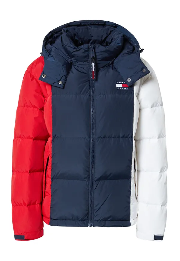 Tommy Jeans Vinterjacka 'Alaska' marinblå / eldröd / vit