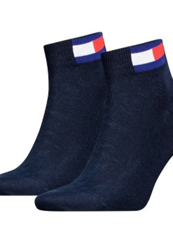 Tommy Men Uni Flag Quarter Sock Strumpor 2P Marin Strl 43/46