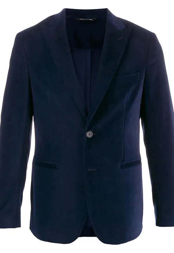 Tonello sammetsblazer med smal passform - Blå