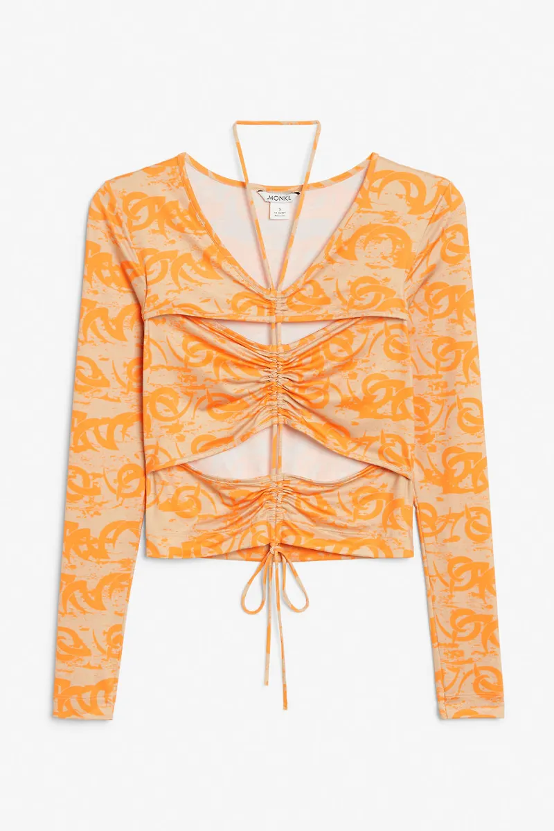 Top with ruched front and cut outs - Orange