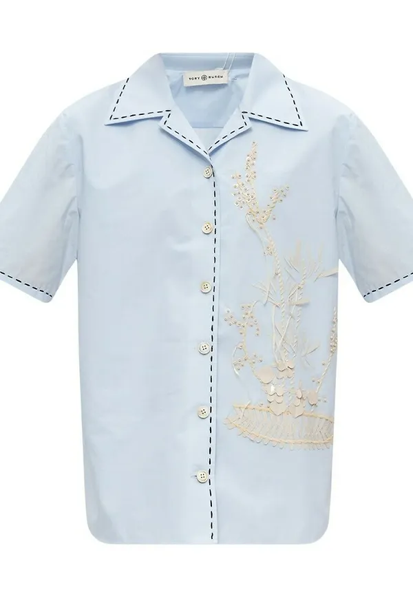 Tory Burch - Skjortor - Blå - Dam - Storlek: S,Xs,2Xs