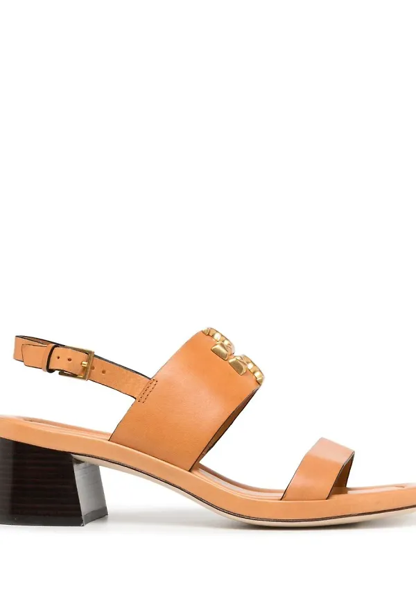Tory Burch 60 mm sandaler med logotypplakett - Brun