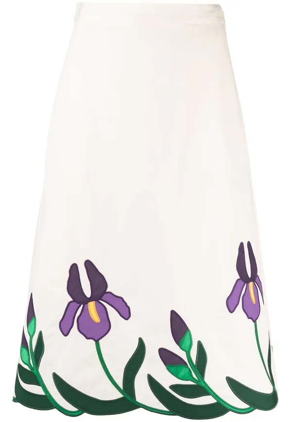 Tory Burch blommig midikjol - Neutral