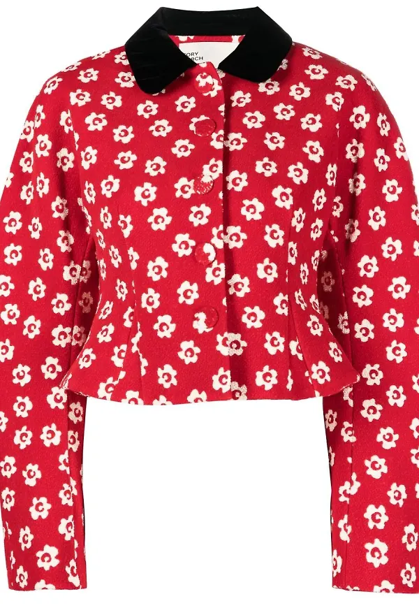 Tory Burch blommig puffjacka - Röd