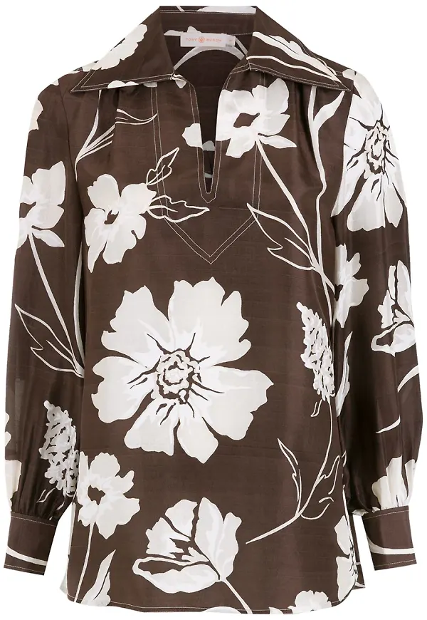 Tory Burch blommig tunika - Svart