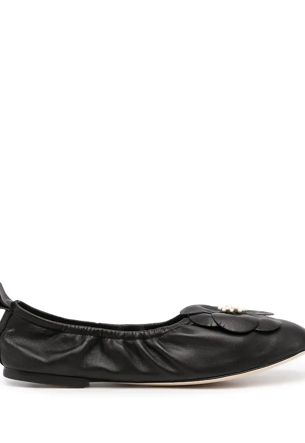 Tory Burch blommiga ballerinapumps - Svart