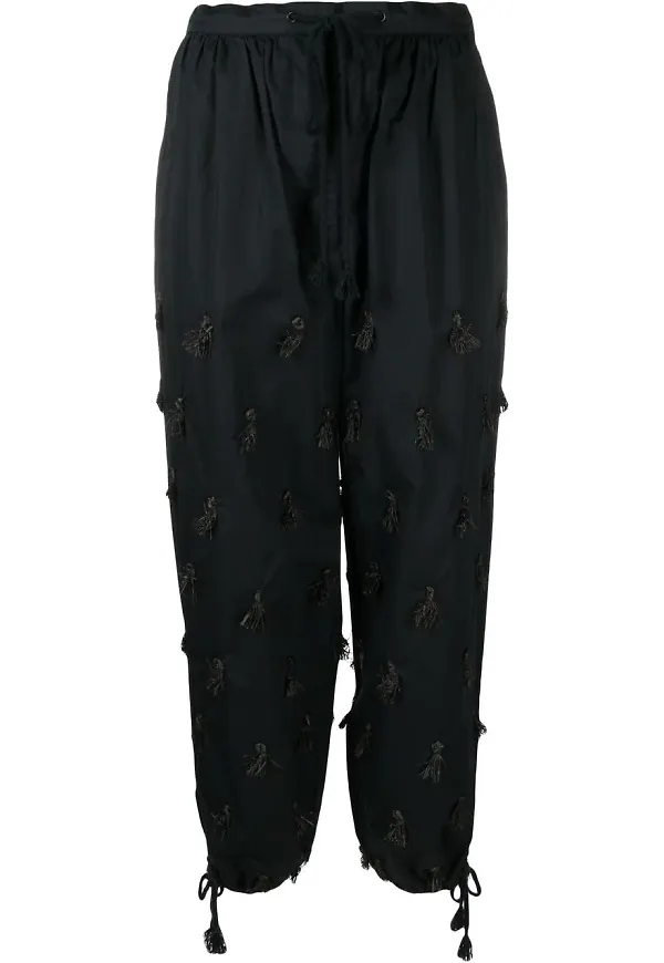 Tory Burch byxor med tofsdetalj och dragsko - Svart