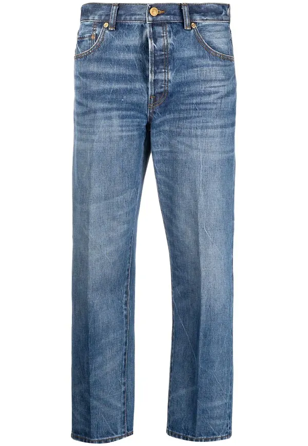 Tory Burch croppade jeans - Blå