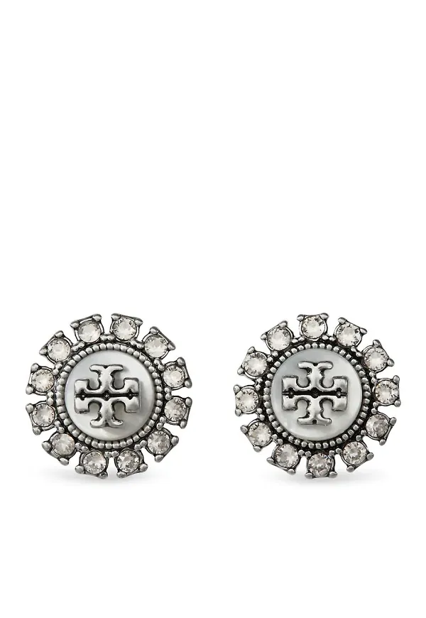 Tory Burch Double-T kristallörhängen - Silverfärgad