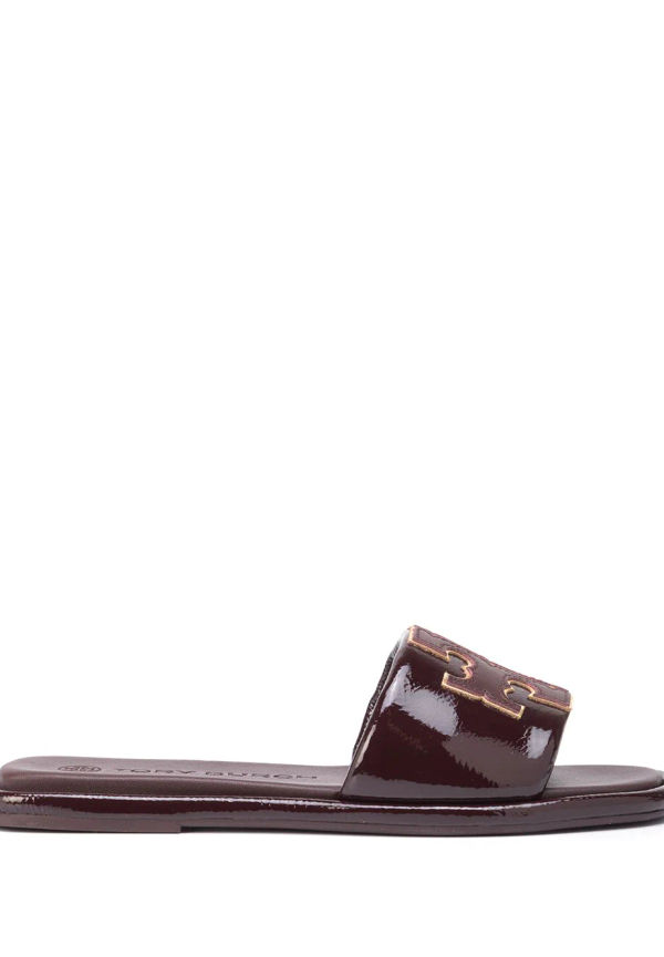 Tory Burch Double-T lädertofflor - Lila