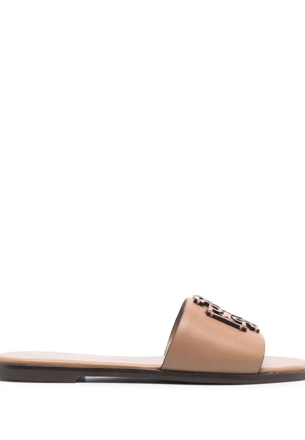 Tory Burch Double T lädertofflor - Neutral