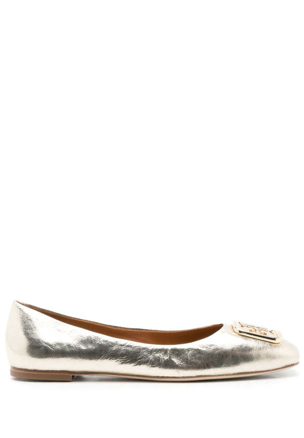 Tory Burch Georgia ballerinaskor i metallic-läder - Guldfärgad