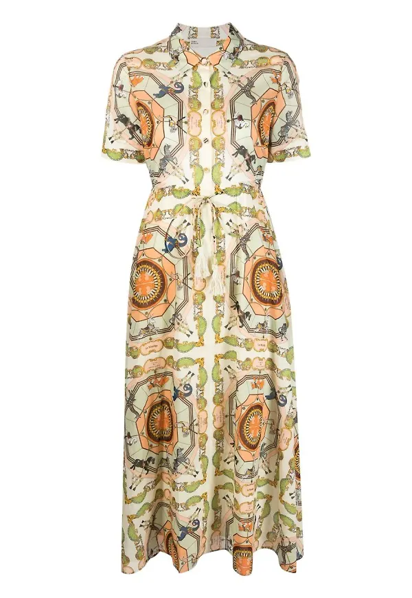 Tory Burch kortärmad skjortklänning - Grön