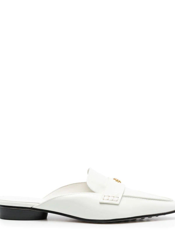Tory Burch lackade tofflor med låg klack - Vit