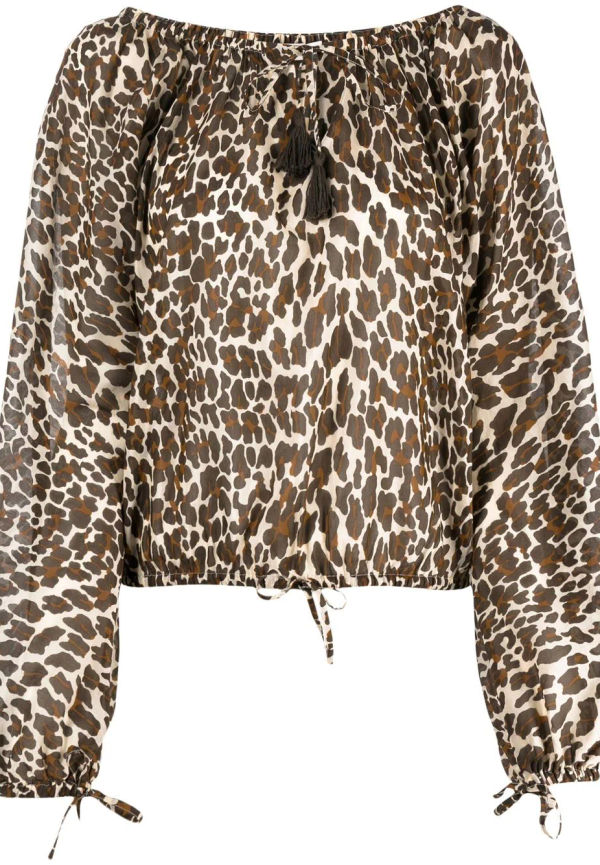 Tory Burch leopardmönstrad blus - Brun