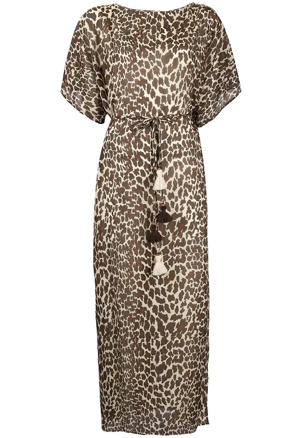 Tory Burch leopardmönstrad kaftan - Brun