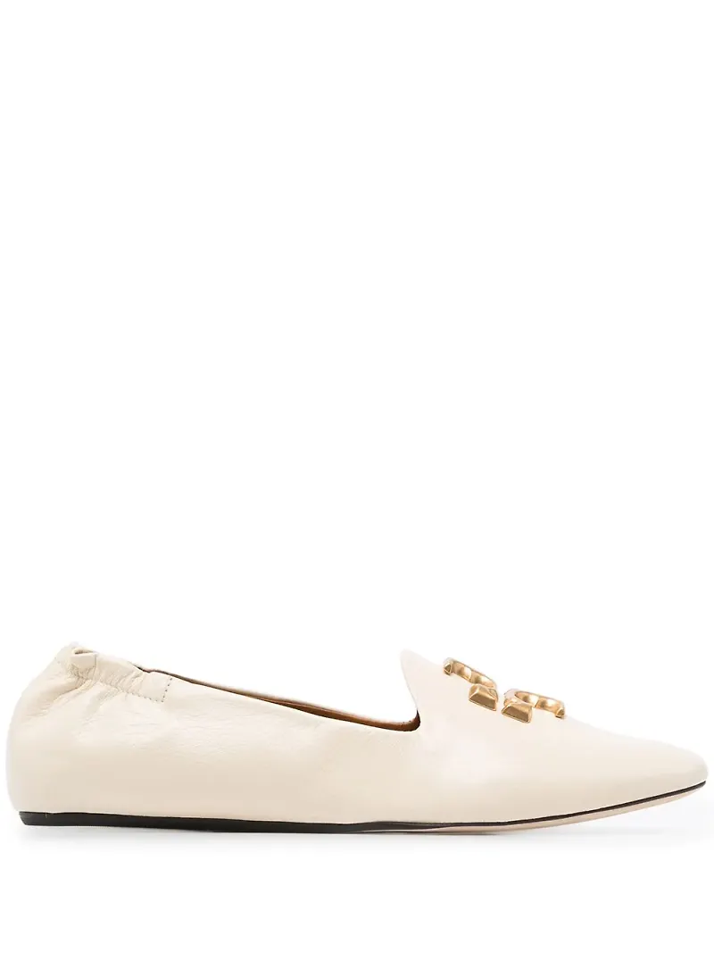 Tory Burch loafers med logotypplakett - Vit