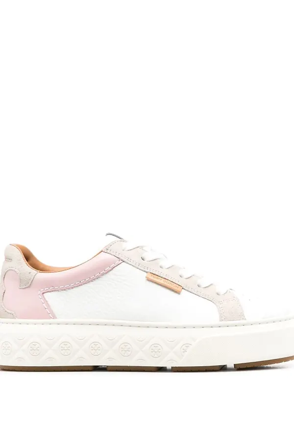 Tory Burch låga lädersneakers - Vit