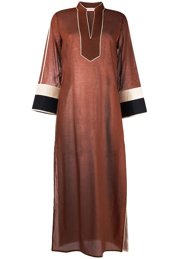 Tory Burch långärmad maxiklänning - Brun