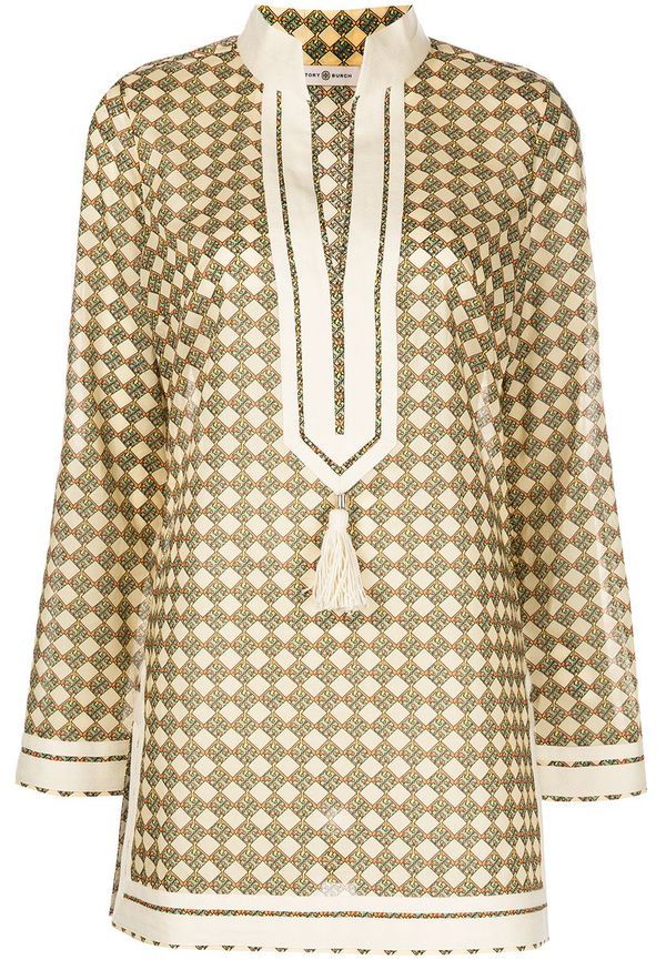 Tory Burch långärmad topp med geometriskt tryck - Gul