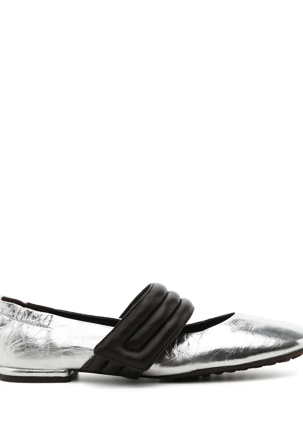 Tory Burch Mary-Jane vadderade ballerinaskor 10 mm - Silverfärgad