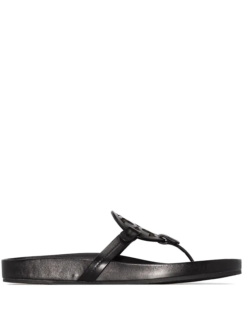 Tory Burch Miller platta sandaler med monogram - Svart