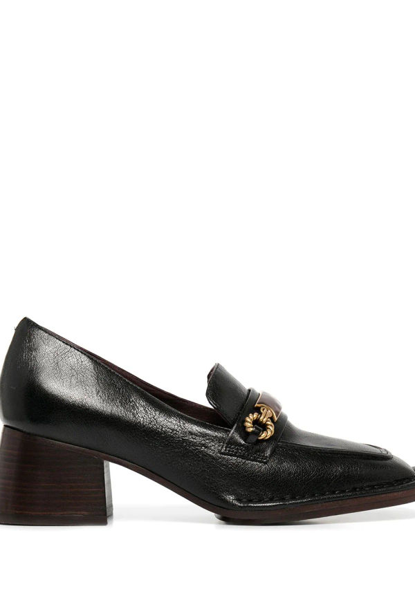Tory Burch Perrine läderloafers med klack - Svart