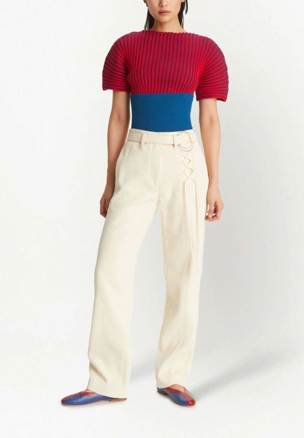 Tory Burch plisserad kortärmad topp - Röd