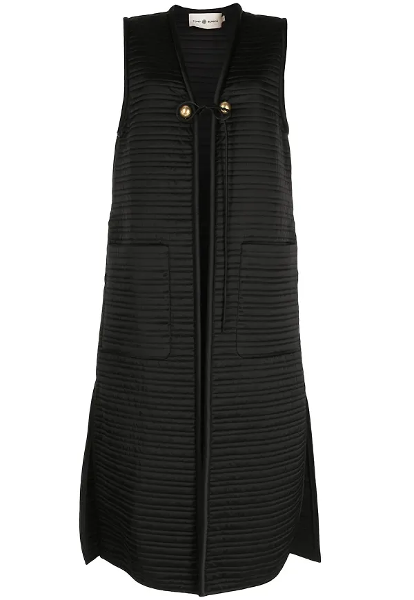 Tory Burch quiltad satinväst - Svart
