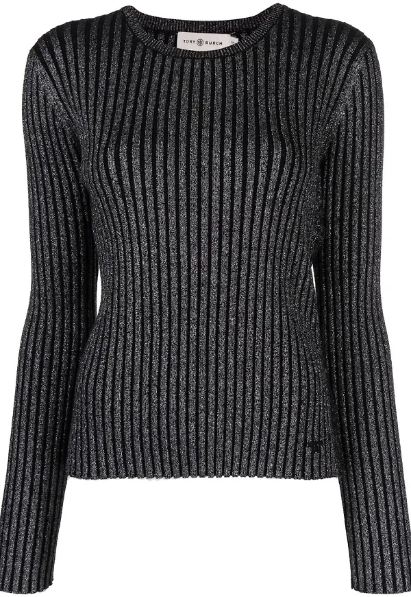 Tory Burch ribbstickad topp - Svart