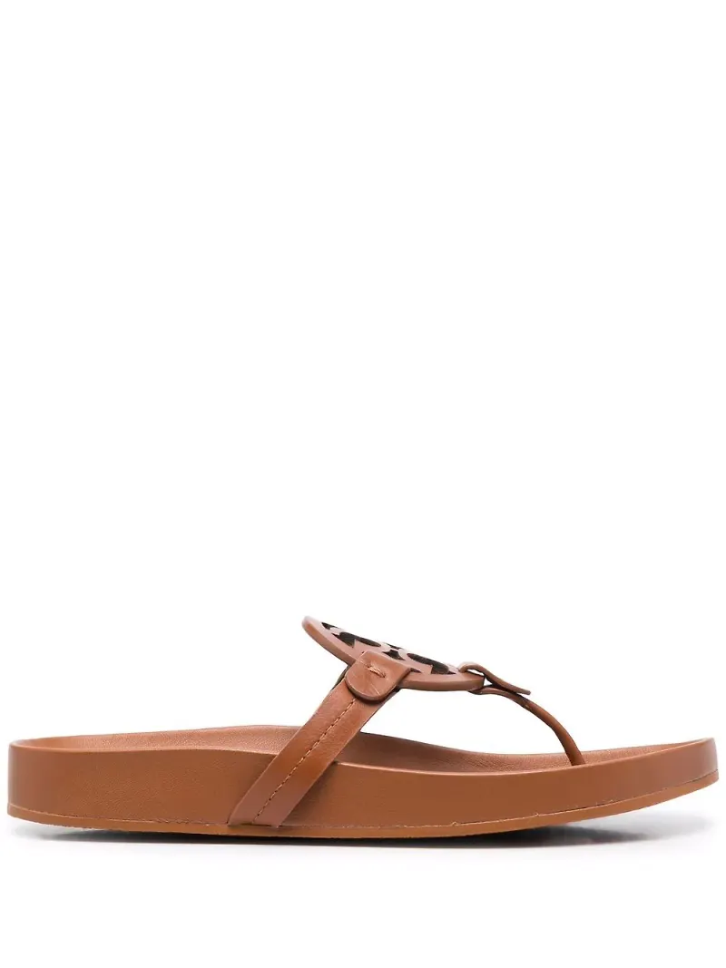 Tory Burch sandaler med logotypmärke - Brun