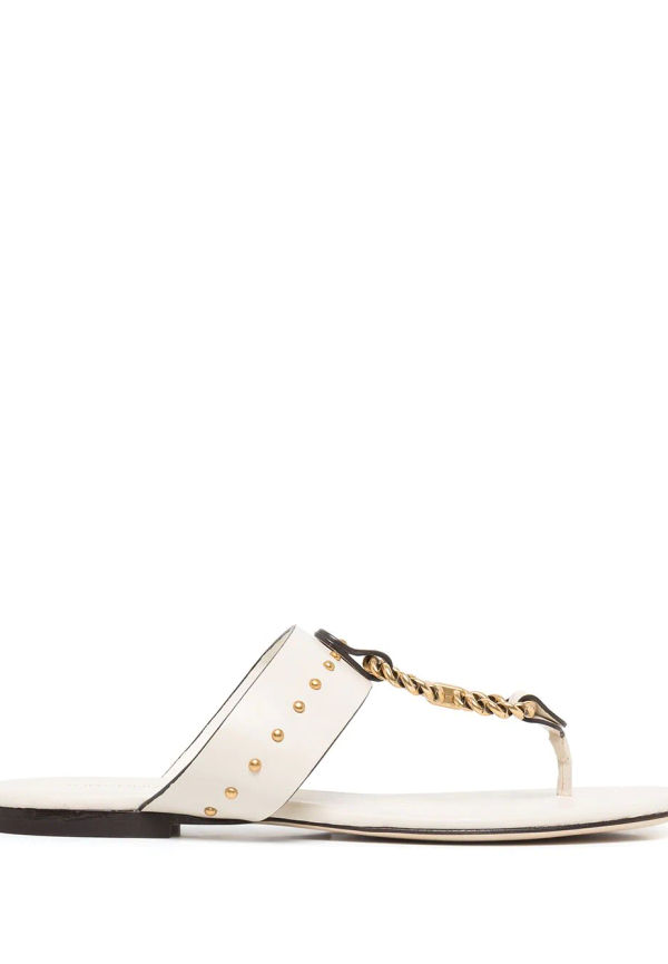 Tory Burch sandaler med vintage-plakett - Vit