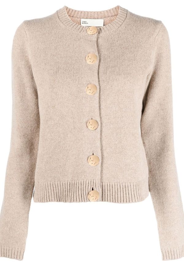 Tory Burch stickad kofta med knäppning - Neutral