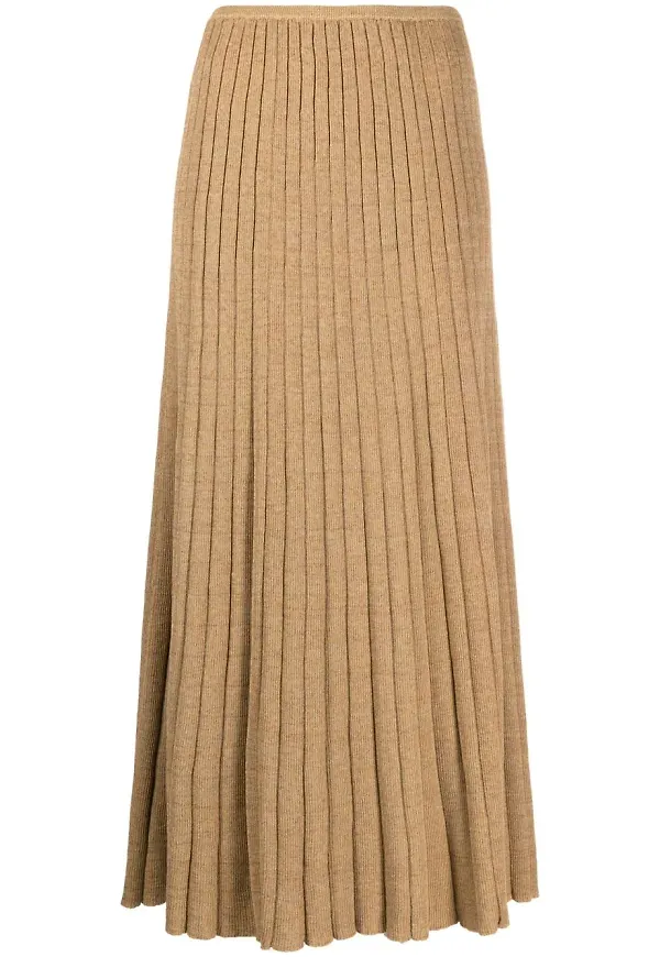 Tory Burch stickad plisserad midikjol - Neutral
