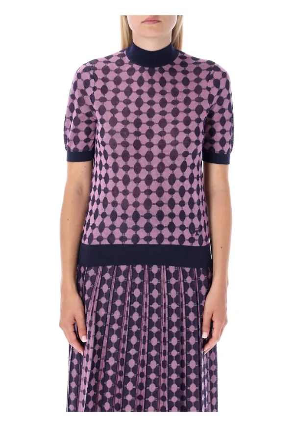 Tory Burch Stickade plagg med rund hals Lila, Dam