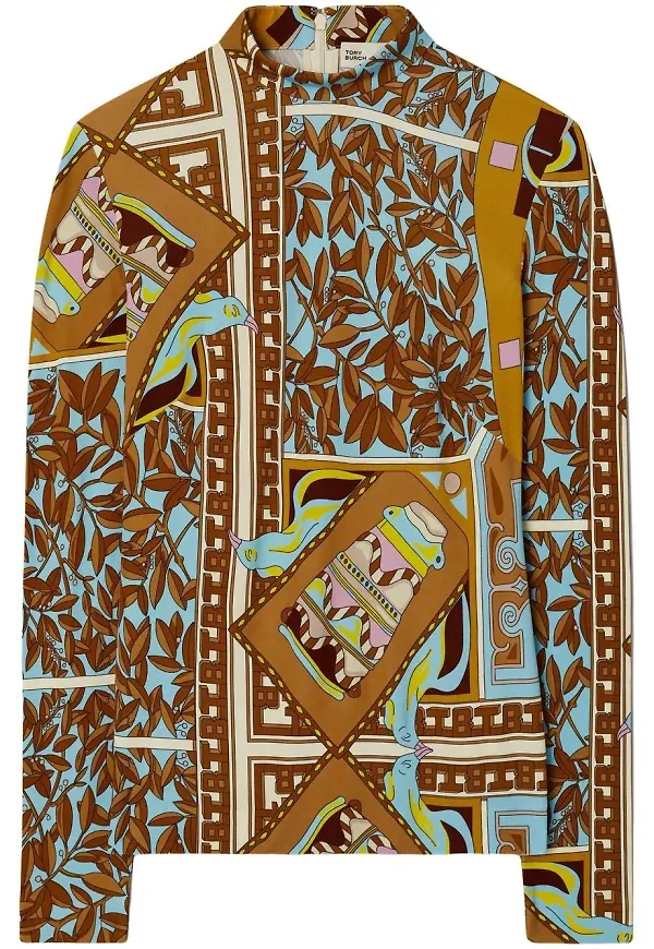 Tory Burch T-Garden topp med halvpolokrage - Brun