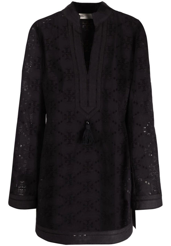Tory Burch Tory tunika med engelsk brodyr - Svart