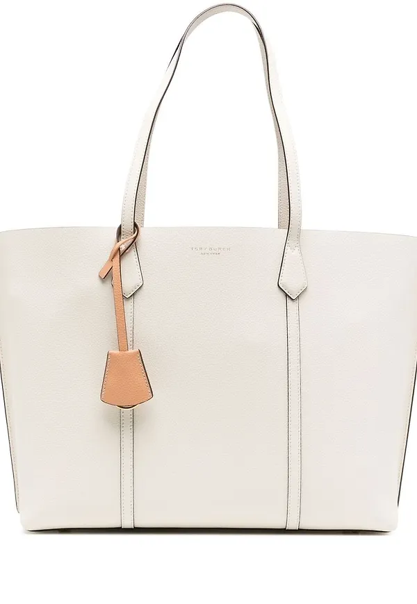 Tory Burch totebag i kornigt läder - Vit