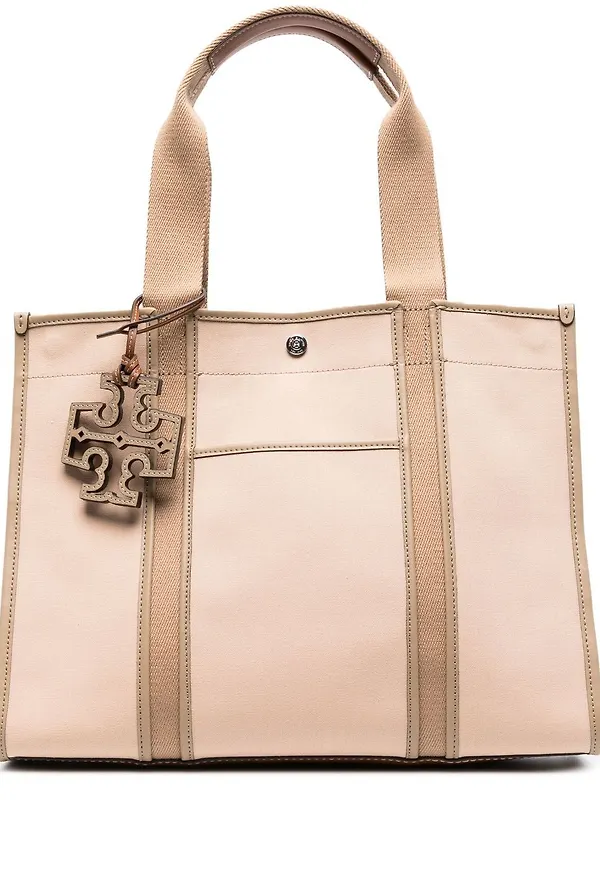 Tory Burch totebag med logotypberlock - Neutral