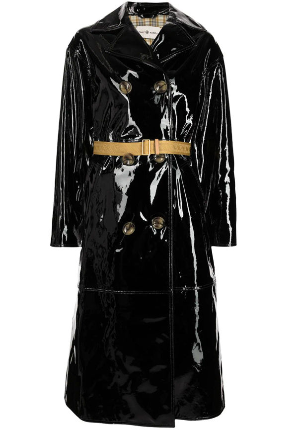 Tory Burch trenchcoat i lackat läder - Svart