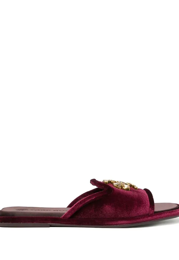 Tory Burch utsmyckade sammetssandaler - Röd
