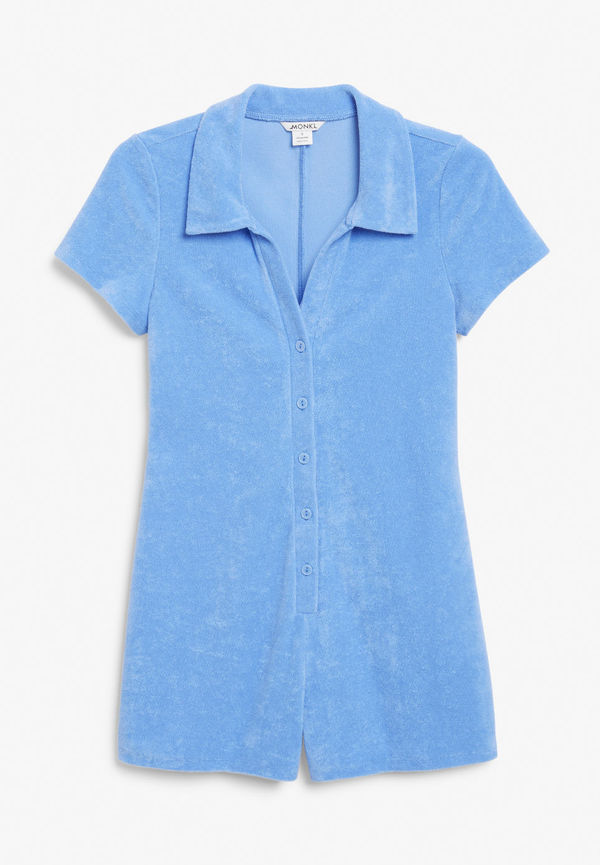 Towelling playsuit - Blue