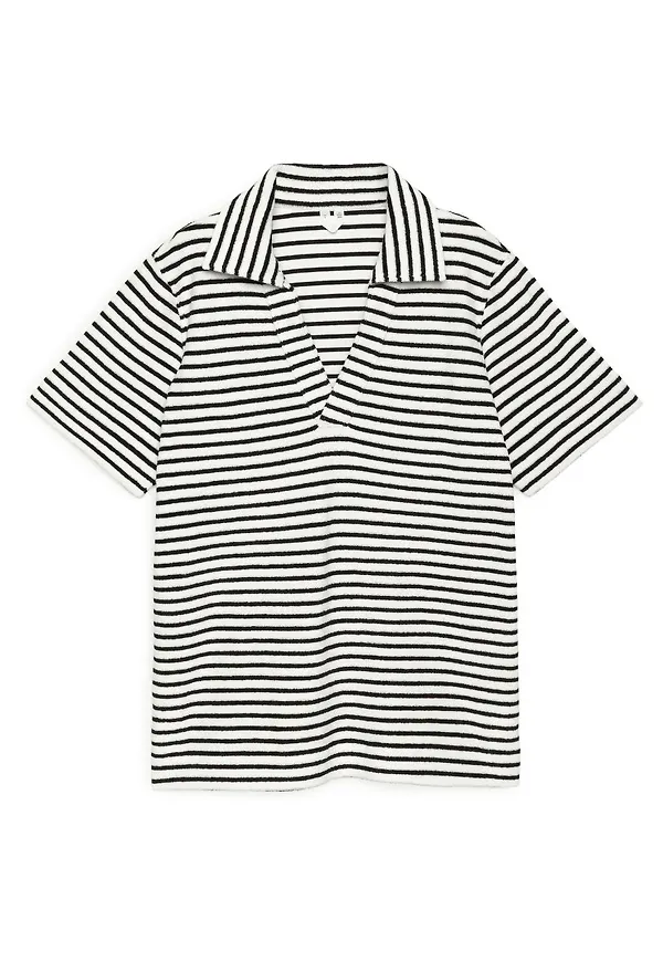 Towelling Polo Shirt - Black