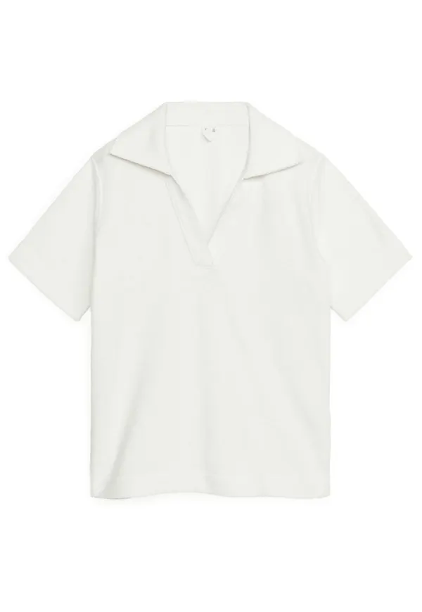 Towelling Polo Shirt - White