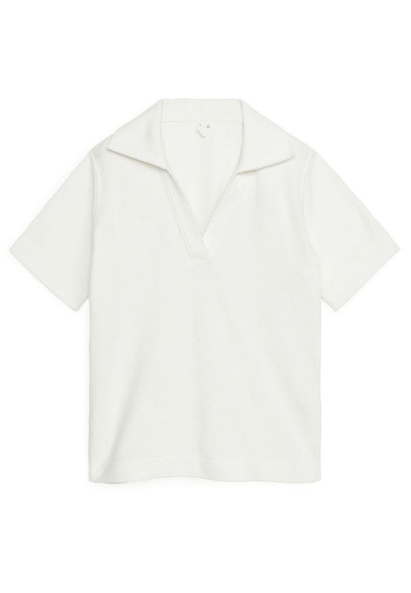 Towelling Polo Shirt - White