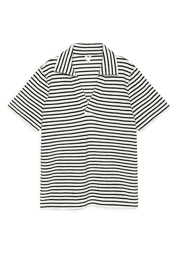 Towelling Polo Shirt - Black